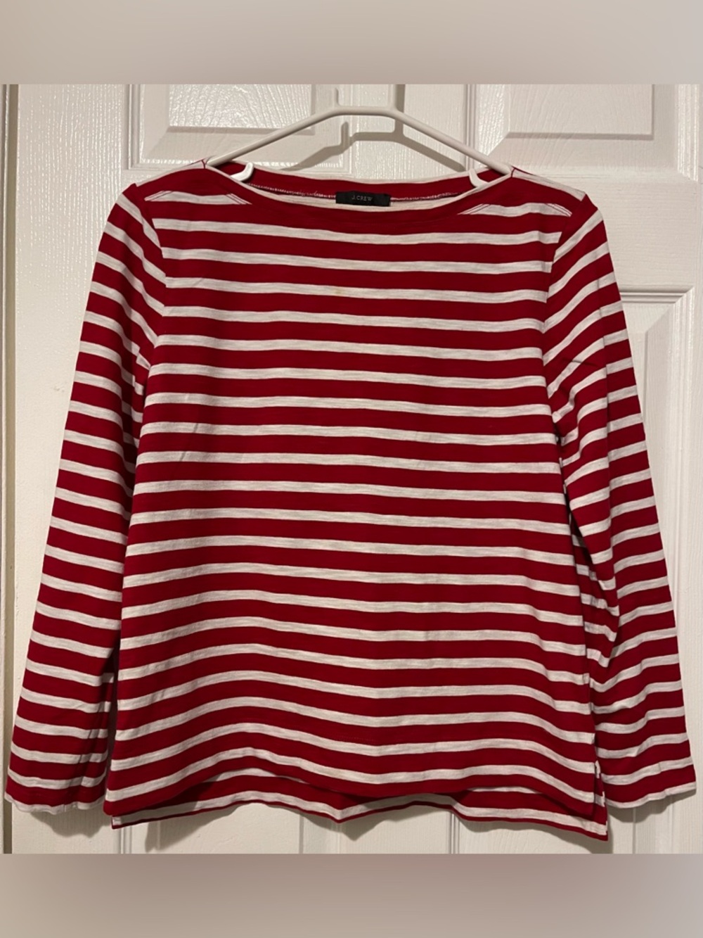 J. Crew Red and White Striped Long Sleeve Tee